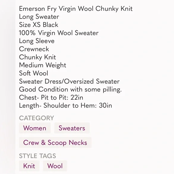 Emerson Fry Virgin Wool Chunky Knit Long Sweater - Picture 8 of 8